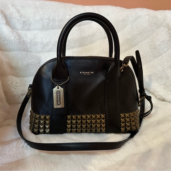 Coach Black and Gold Studded Women's Satchel Bag - Picture 10 of 10